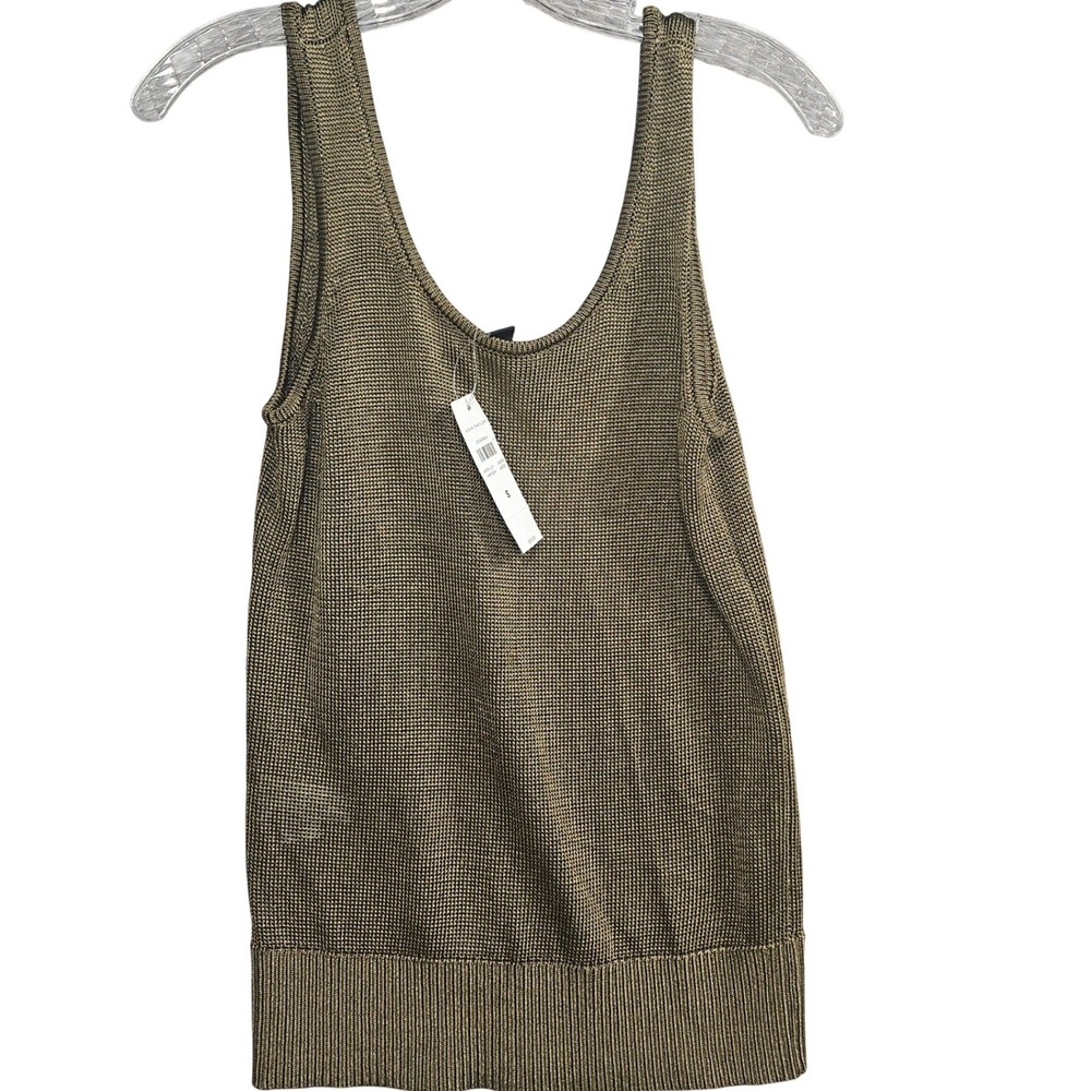 Ann Taylor Bronze Metallic Knit Scoop Neck Tank Top Size S New With Tags